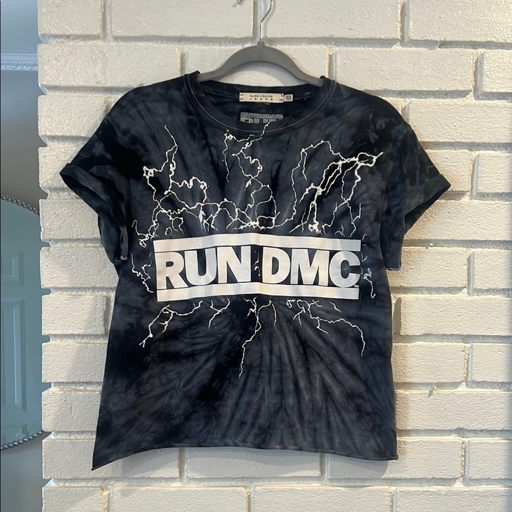Alice + Olivia Gray Black tie dye Run DMC shirt XS / S